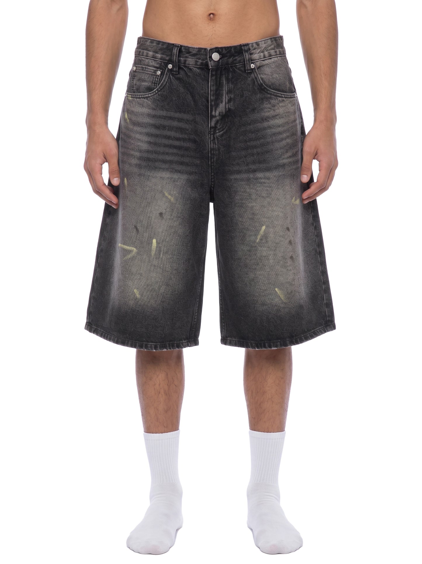 Men’s Vintage Wash Wide Leg Denim Shorts