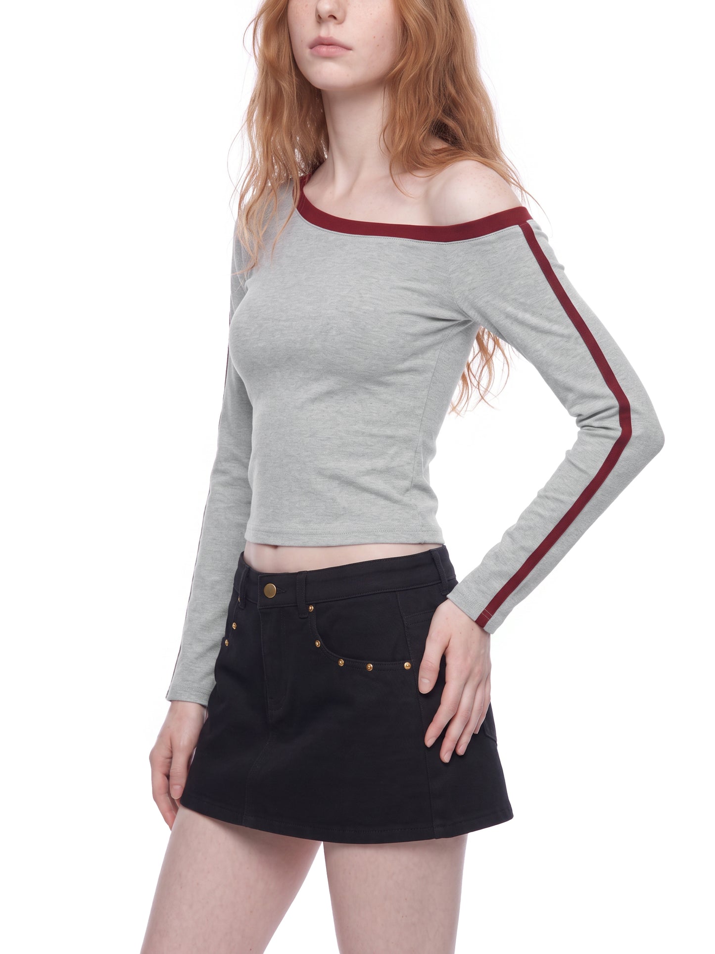 Women’s Color Block Off-the-Shoulder T-Shirt
