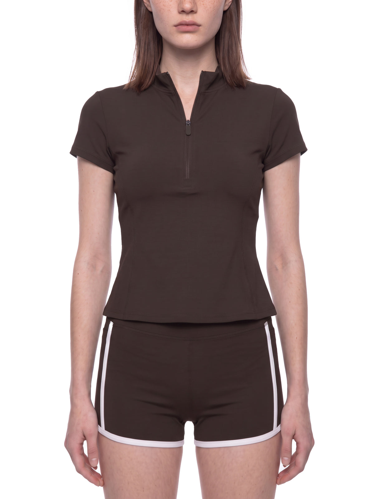 Women's Yoga Quarter-Zip Mock Neck T-Shirt