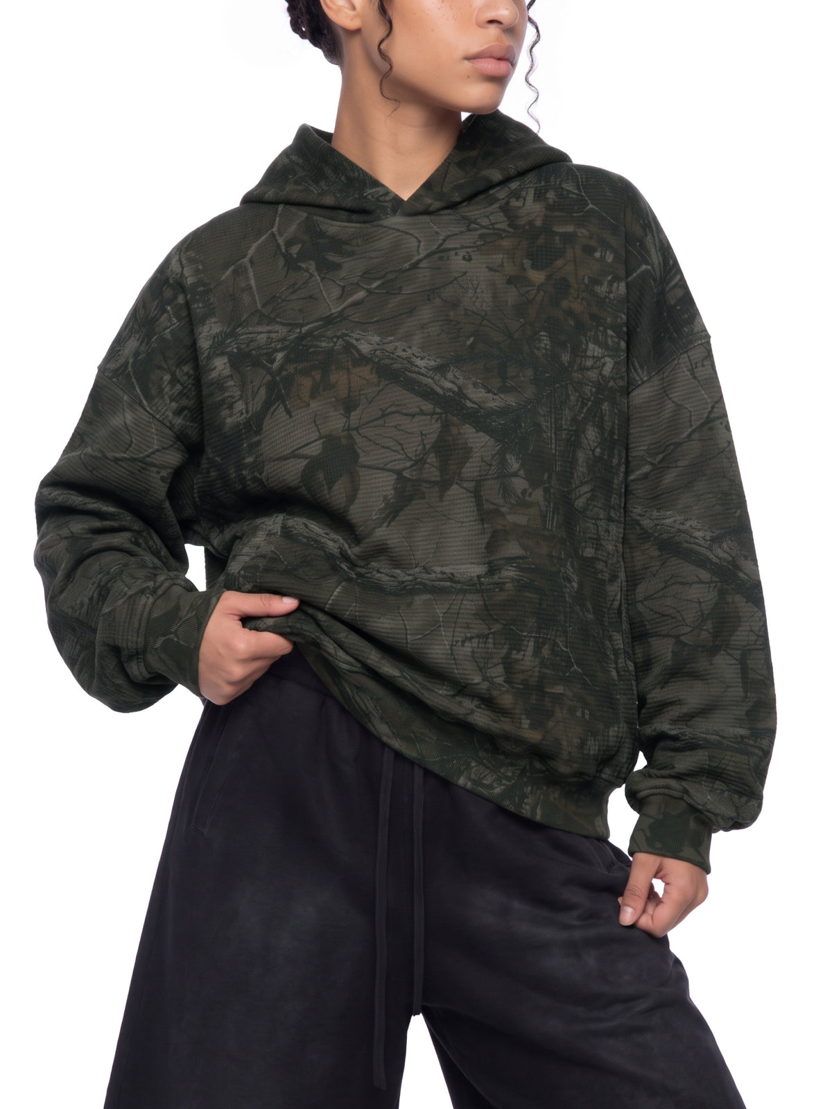 Unisex Waffle Tree Camo Boxy Hoodie